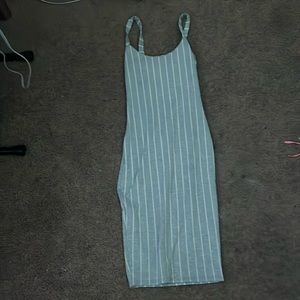 grey and white stripped dress
